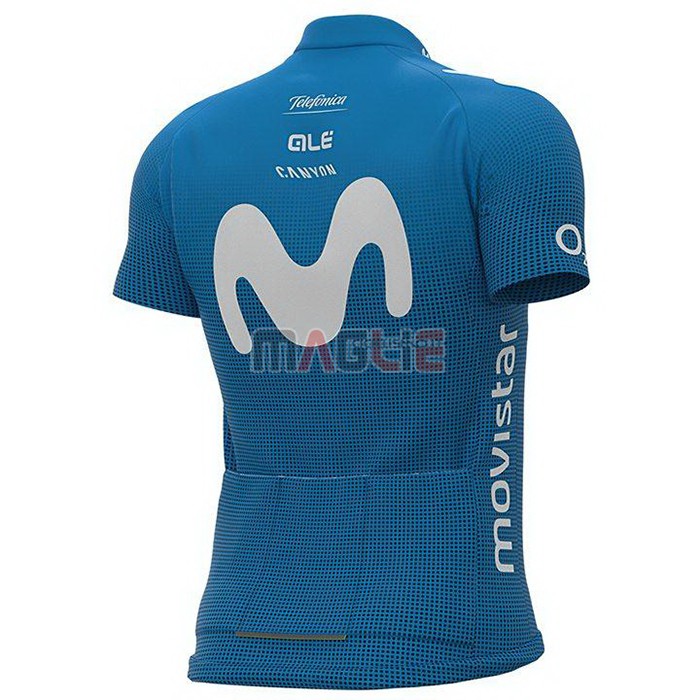 Maglia Movistar Manica Corta 2021 Blu